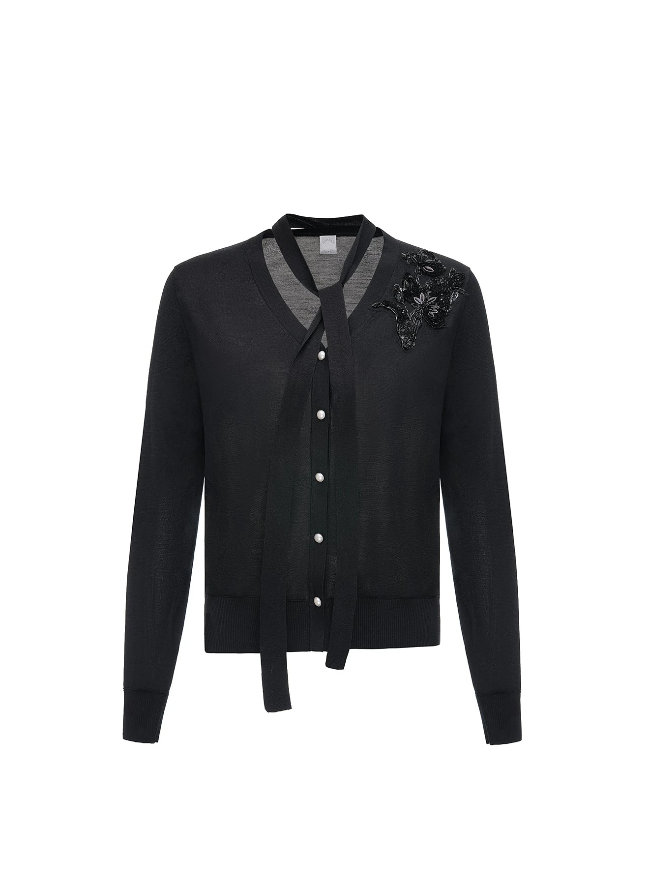 Dries Van Noten Ellis V-Neck Cardigan in Black Silk | Cardigan | Coveti Dries Van Noten Ellis V-Neck Cardigan in Black Silk