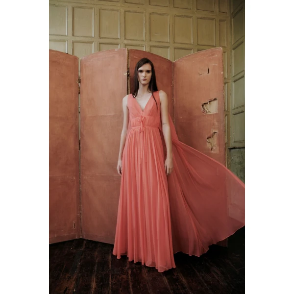 Etta Gown in Coral Chiffon - Image 2