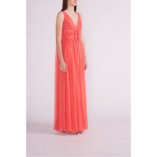 Etta Gown in Coral Chiffon - Image 4