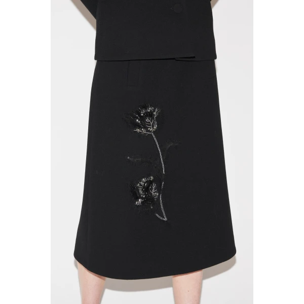 Evelina Midi Skirt in Black Wool - Image 3