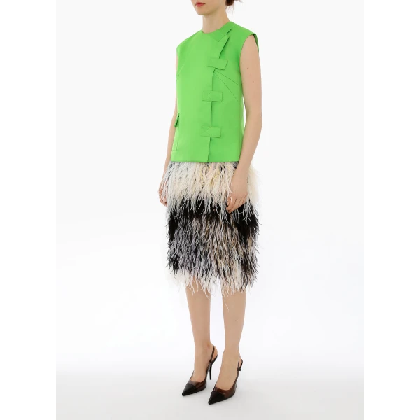 Evie Top in Bright Apple Duchesse Satin - Image 3