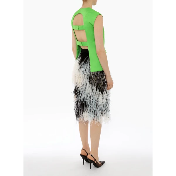 Evie Top in Bright Apple Duchesse Satin - Image 4