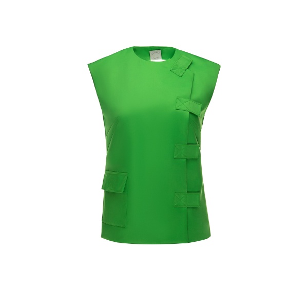 Dries Van Noten Evie Top in Bright Apple Duchesse Satin
