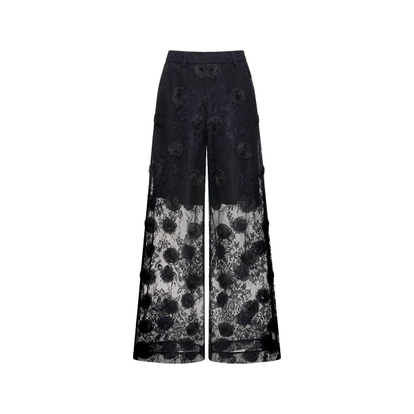 Dries Van Noten Fausto Trousers in Black Lace