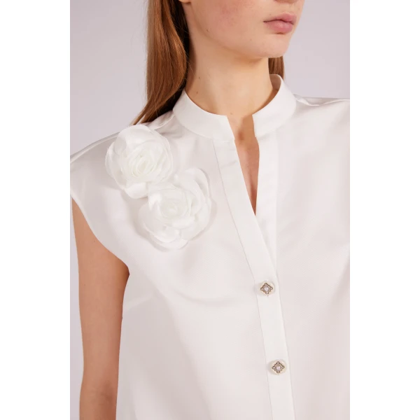 Fern Top in White Faille - Image 6