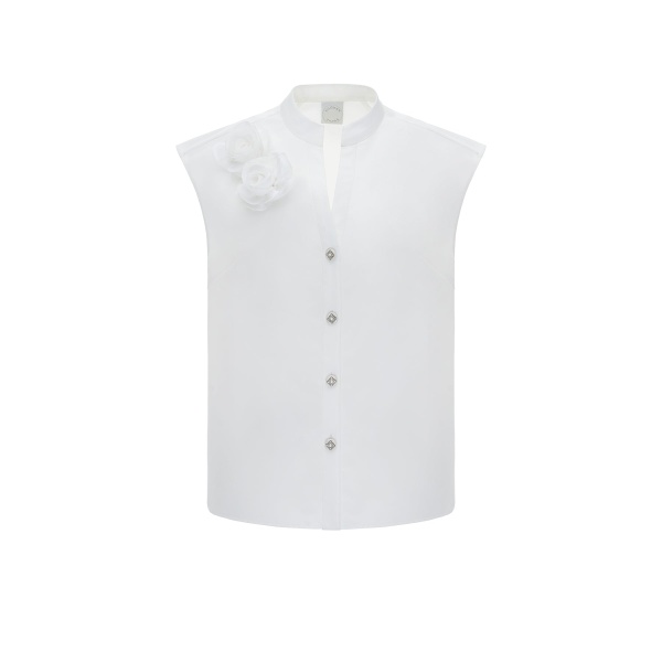 Dries Van Noten Fern Top in White Faille