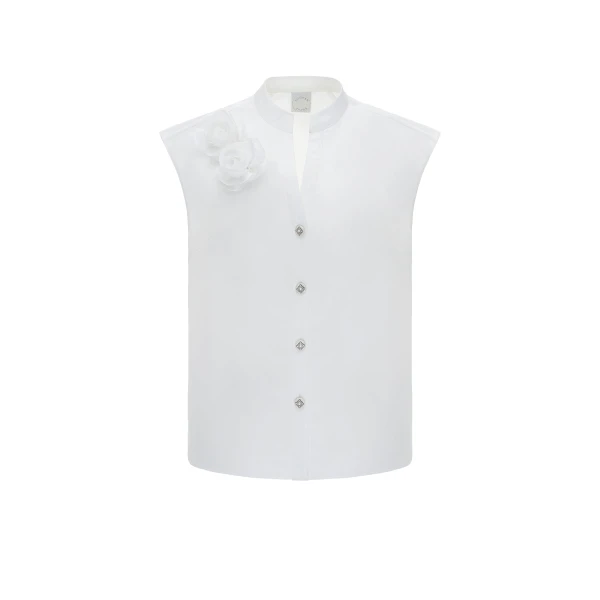 Dries Van Noten Fern Top in White Faille