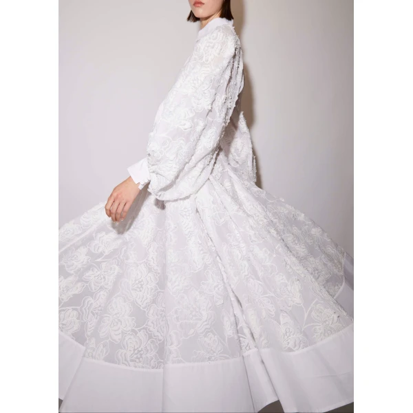 Fernanda Shirt in White Embroidered Cotton - Image 6