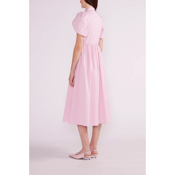 Francesca Midi Dress in Pink Embroidered Cotton - Image 5