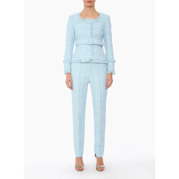 Francesca Trousers in Blue Tweed - Image 2
