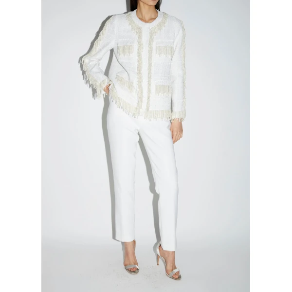 Francesca Trousers in White Crepe - Image 2