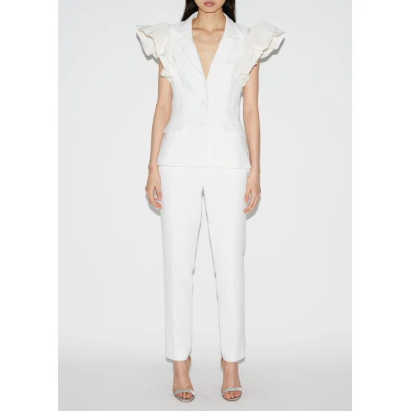 Francesca Trousers in White Crepe - Image 3