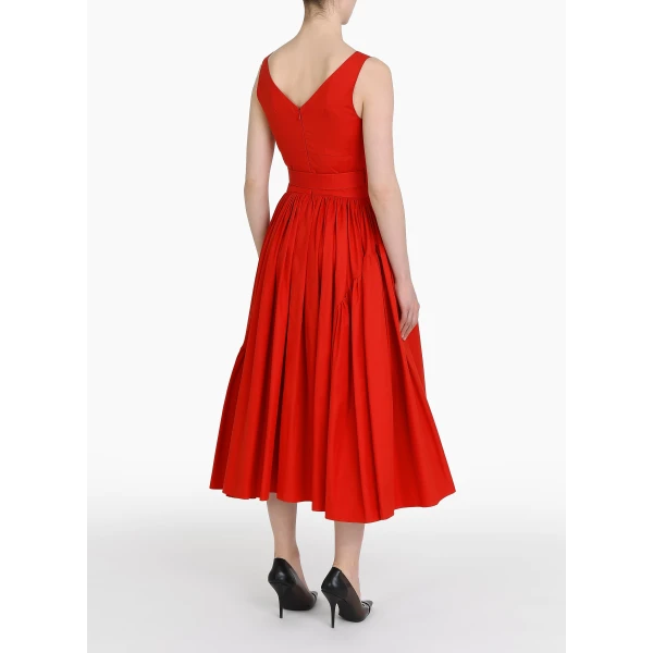 Frederikke Dress in Poppy Red Cotton - Image 4