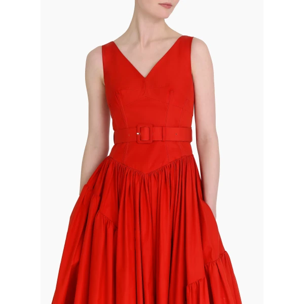 Frederikke Dress in Poppy Red Cotton - Image 5