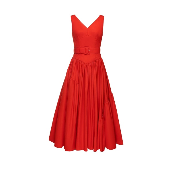 Dries Van Noten Frederikke Dress in Poppy Red Cotton