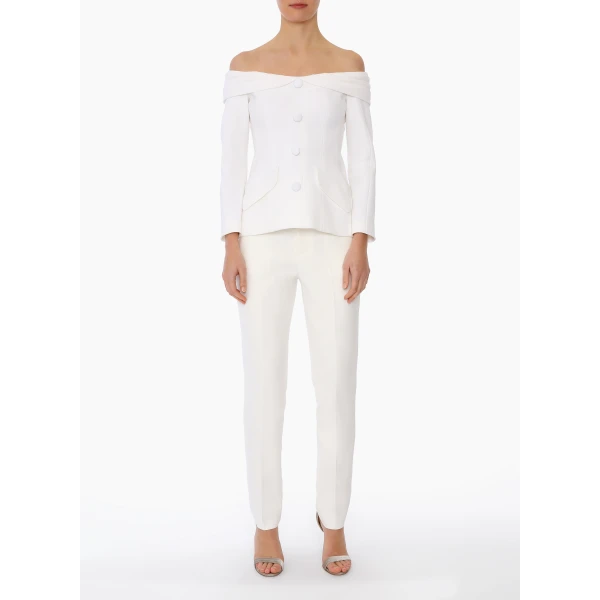 Gabriella Jacket in White Crepe - Image 2