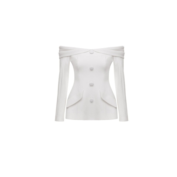 Dries Van Noten Gabriella Jacket in White Crepe