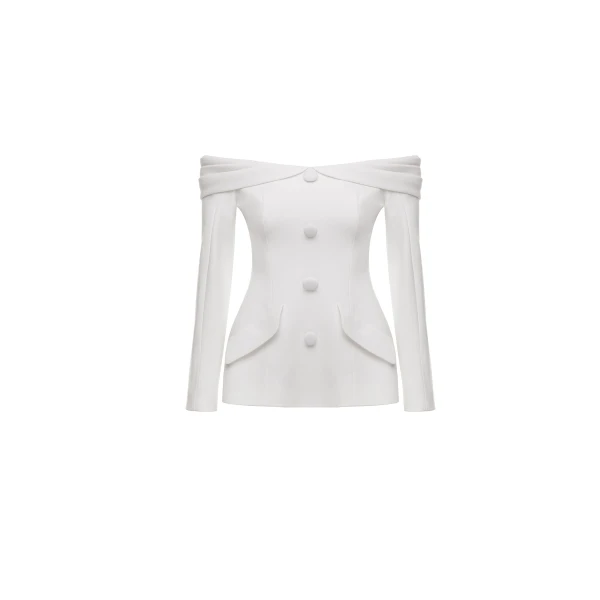 Dries Van Noten Gabriella Jacket in White Crepe