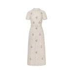 Dries Van Noten Genevieve Midi Dress in White Tweed