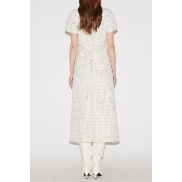 Genevieve Midi Dress in White Tweed - Image 5