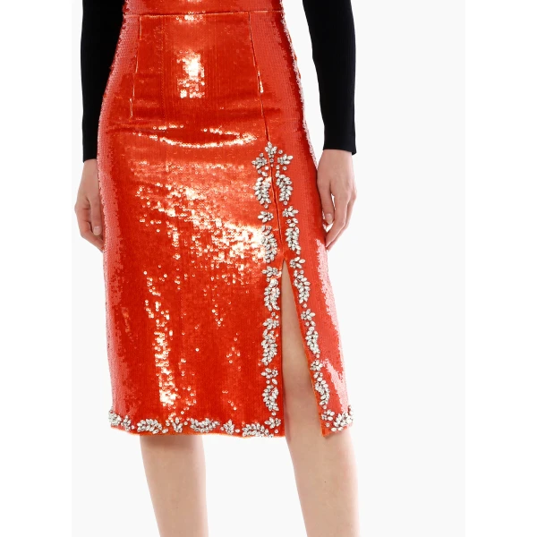 Geraldine Skirt in Orange Embellished Sequins - Image 5