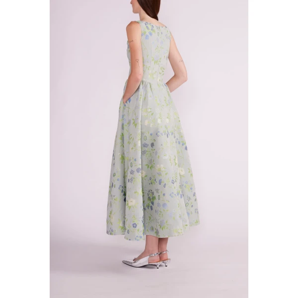 Gershin Dress in Teal Multi Jacquard - Image 5