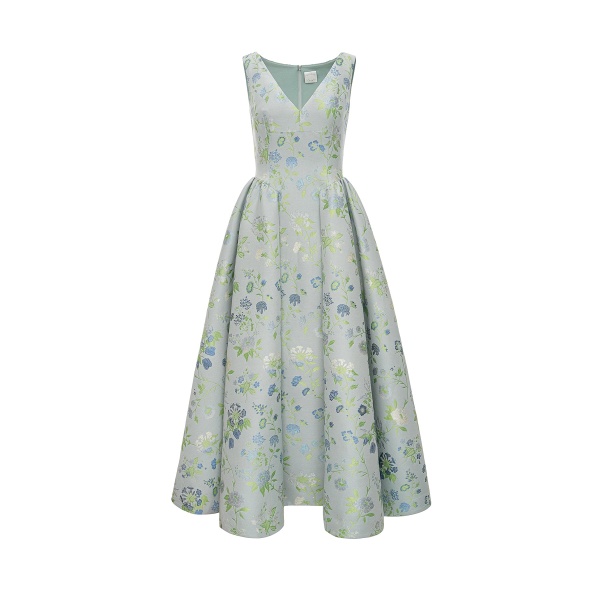 Dries Van Noten Gershin Dress in Teal Multi Jacquard