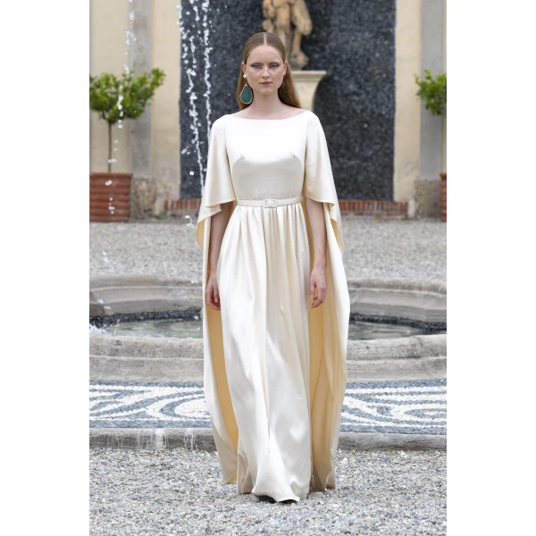 Lea Gown in Ivory Satin - Image 6