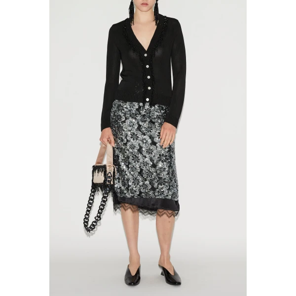 Leja Skirt in Silver Embroidered Sequins - Image 2
