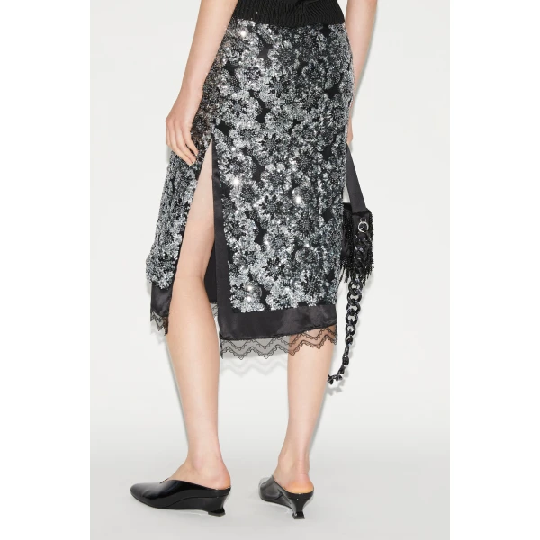 Leja Skirt in Silver Embroidered Sequins - Image 4