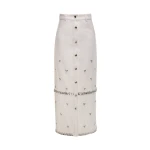 Dries Van Noten Levi Skirt in White Embellished Denim