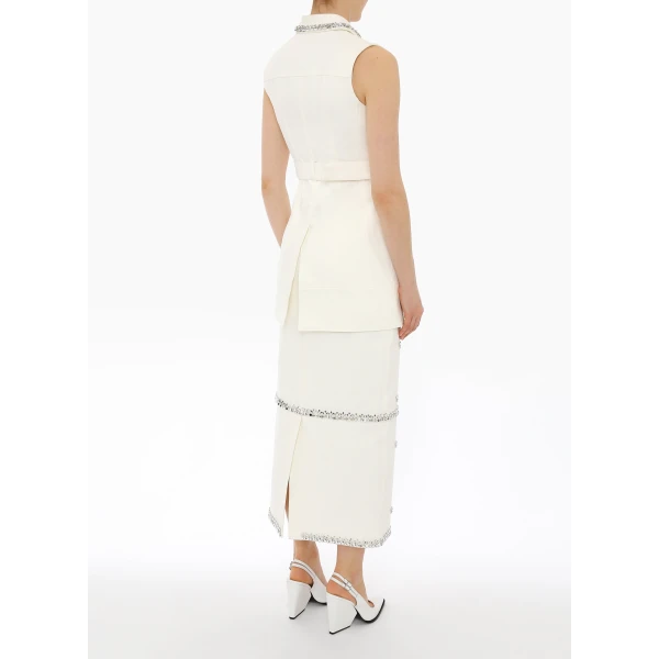 Levi Skirt in White Embellished Denim - Image 4