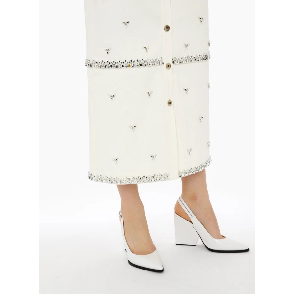 Levi Skirt in White Embellished Denim - Image 5