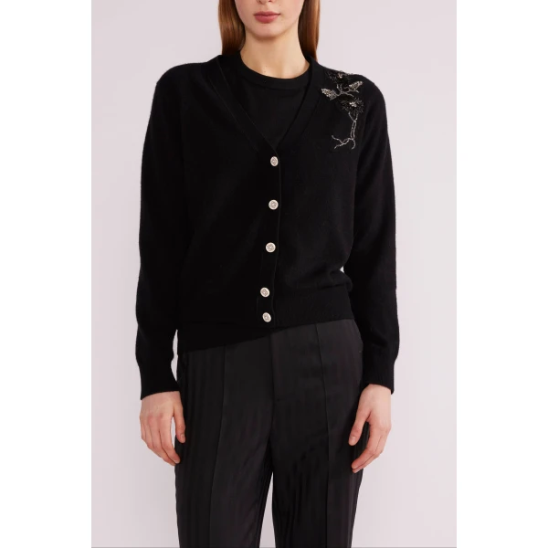 Lily Cardigan in Black Baby Cashmere - Image 3