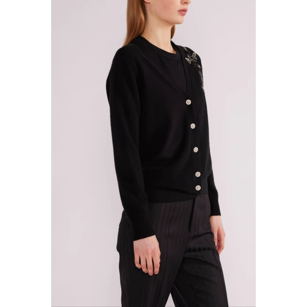 Lily Cardigan in Black Baby Cashmere - Image 4