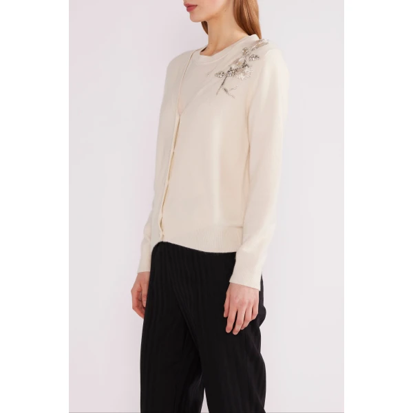 Lily Cardigan in Ivory Baby Cashmere - Image 6