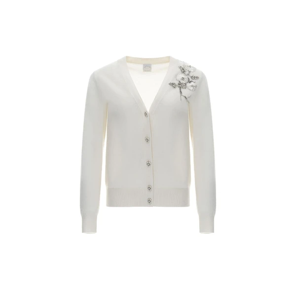 Lily Cardigan in Ivory Baby Cashmere