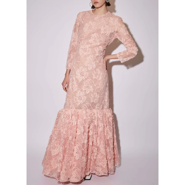 Lorelei Gown in Pink Embroidered Tulle - Image 2