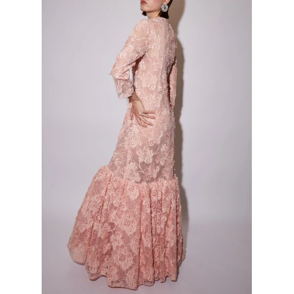 Lorelei Gown in Pink Embroidered Tulle - Image 3