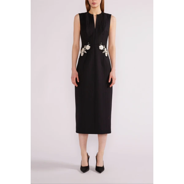 Lumi Midi Dress in Black Tailoring - Image 3
