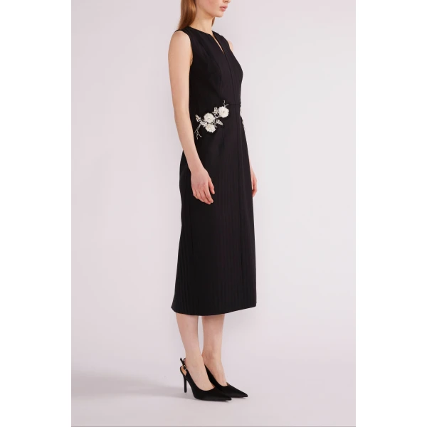 Lumi Midi Dress in Black Tailoring - Image 4
