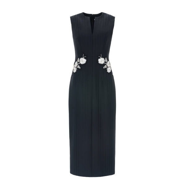 Dries Van Noten Lumi Midi Dress in Black Tailoring