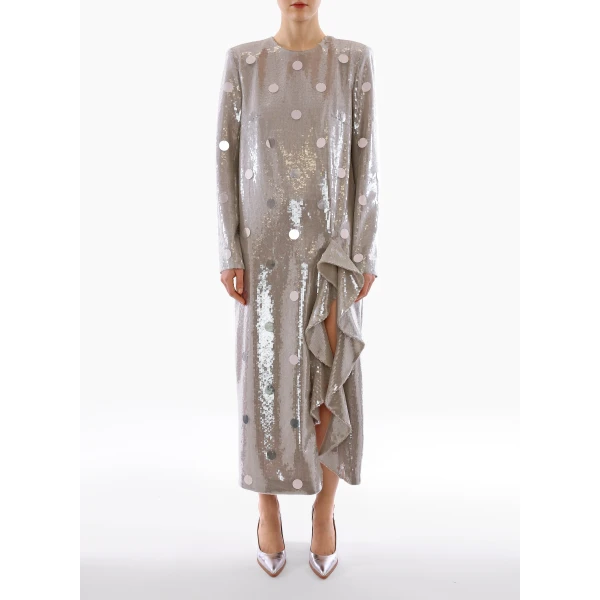 Lyra Dress in Smoke Embroidered Sequins - Image 2