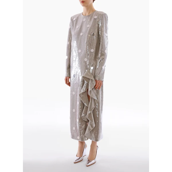 Lyra Dress in Smoke Embroidered Sequins - Image 3