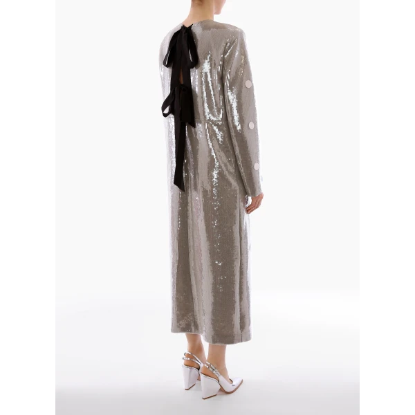 Lyra Dress in Smoke Embroidered Sequins - Image 4
