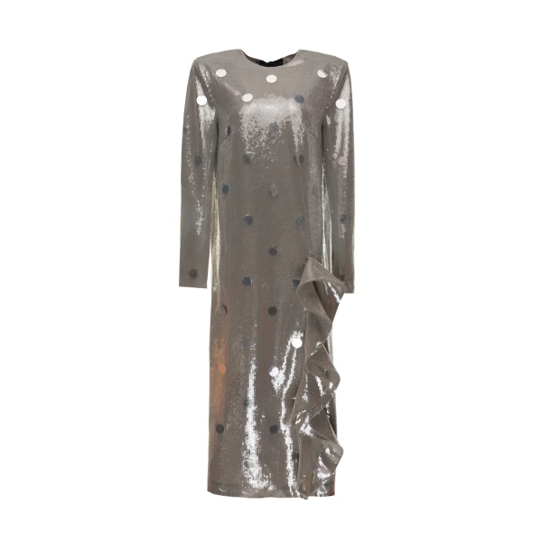 Lyra Dress in Smoke Embroidered Sequins