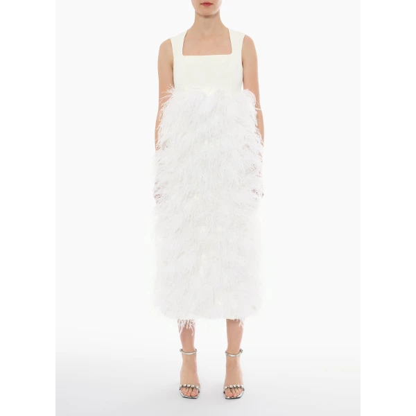 Mabel Dress in White Crepe - Image 2