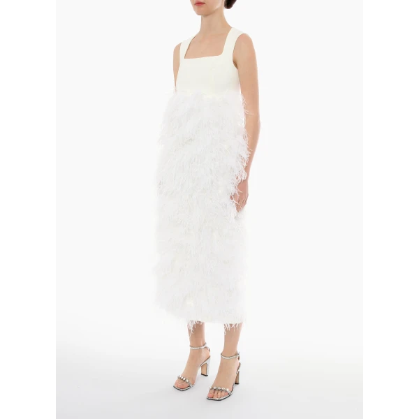 Mabel Dress in White Crepe - Image 3