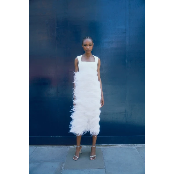 Mabel Dress in White Crepe - Image 6