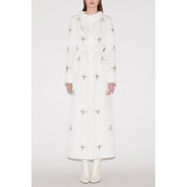 Madeline Midi Dress in White Faille - Image 2